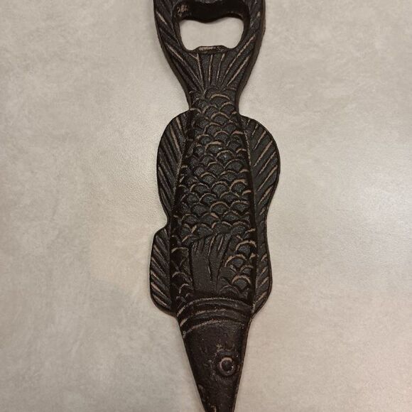 Vintage Antique Cast Iron FISH / SALMON Bottle Opener - 7 Inches - Picture 1 of 2